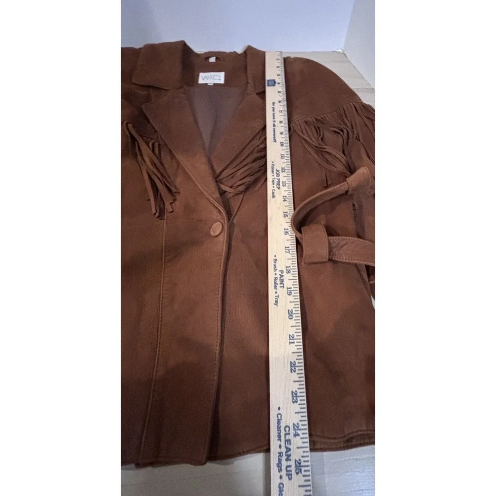 Vintage Vakko Leather Fringe Western Jacket Womens S Brown Western Cowgirl - Picture 12 of 15